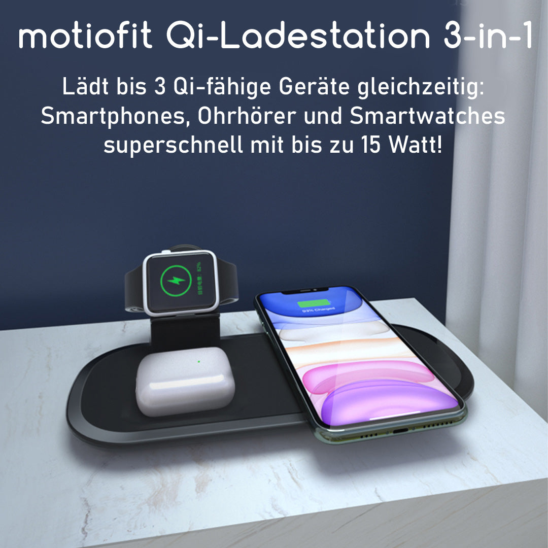 Drahtlose Qi-Ladestation 3-in-1